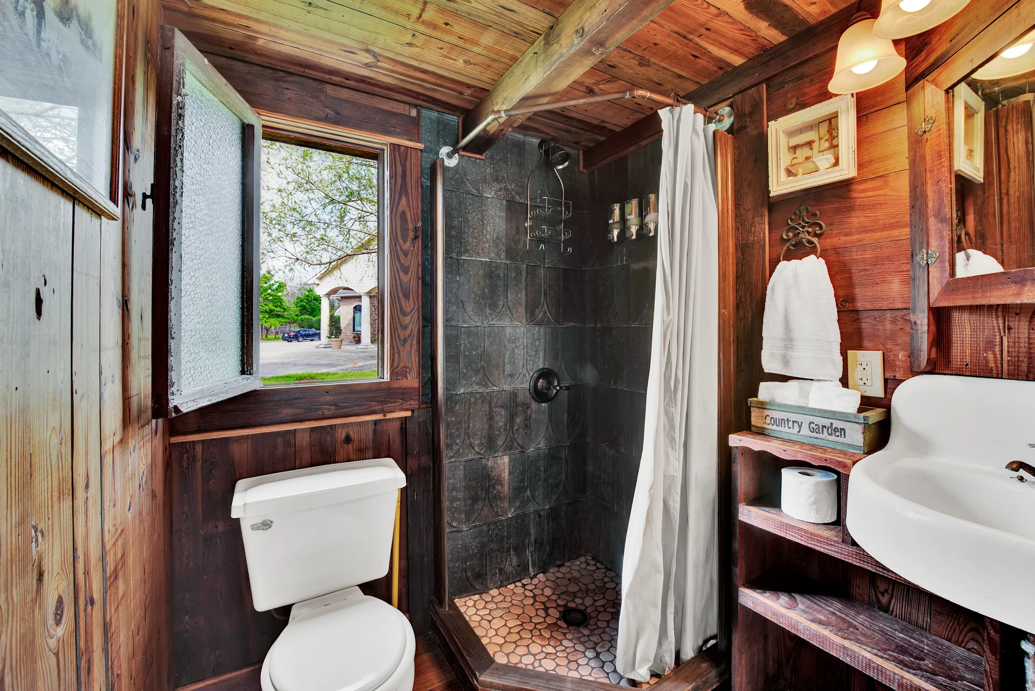bathroom in rustic oaks